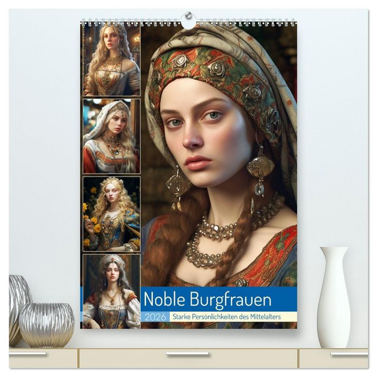 Produktbild: Noble Burgfrauen. Starke Pers&ouml;nlichkeiten des Mittelalters (hochwertiger Premium Wandkalender 2026 DIN A2 hoch), Kunstdruck in Hochglanz