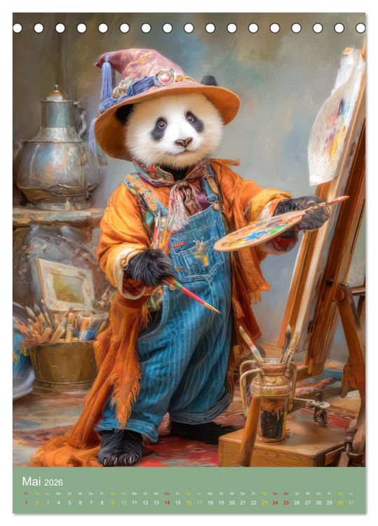 Produktbild: Pandas - Tatenfreudige B&auml;ren (Tischkalender 2026 DIN A5 hoch), CALVENDO Monatskalender