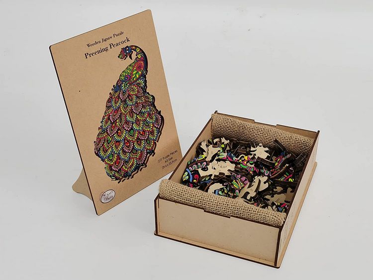 Produktbild: Craft Buddy PUZZWD-02 - Wooden Jigsaw Puzzle, Preening Peacock, Pfau, Holzpuzzle, A3