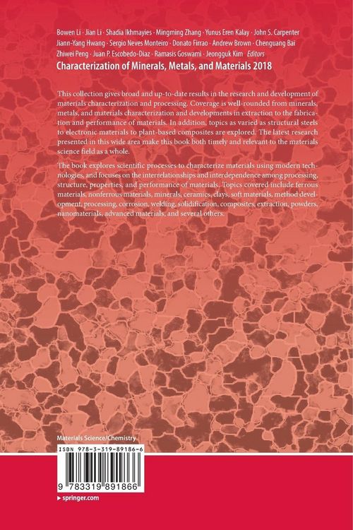 Produktbild: Characterization of Minerals, Metals, and Materials 2018