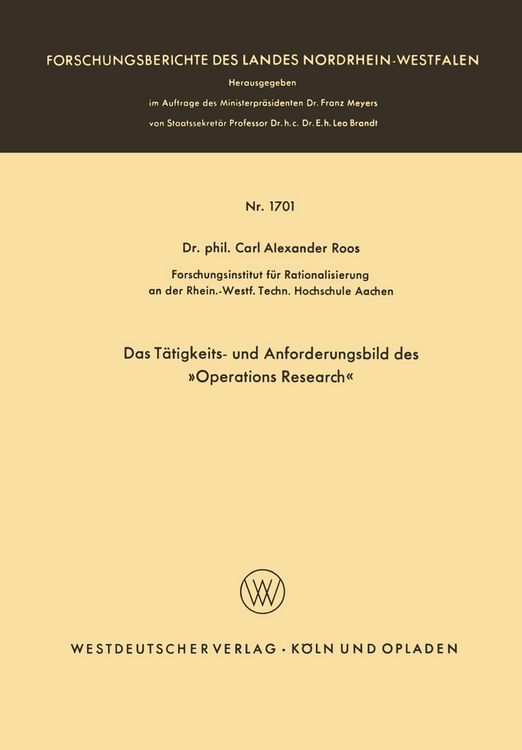 Produktbild: Das T&auml;tigkeits- und Anforderungsbild des &raquo;Operations Research&laquo;