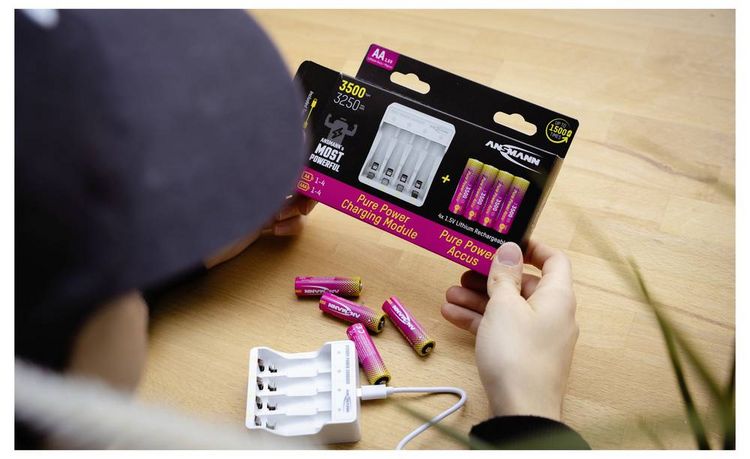 Produktbild: Ansmann Pure Power Set 4&times; Mignon AA Akkus und Lademodul Mignon (AA)-Akku Li-Ion 3250 mAh 1.5 V 1 St.