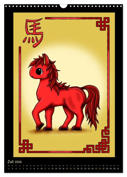 Produktbild: niedliche Tierkreiszeichen im chinesischem Stil (Wandkalender 2026 DIN A3 hoch), CALVENDO Monatskalender