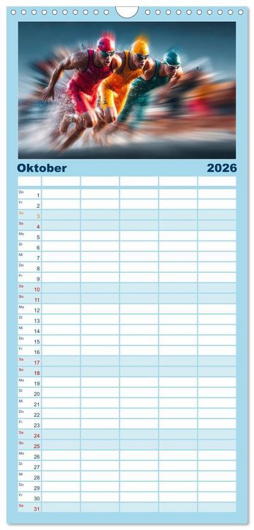 Produktbild: Familienplaner 2026 - Triathlon - Grenzen verschieben mit 5 Spalten (Wandkalender, 21 x 45 cm) CALVENDO