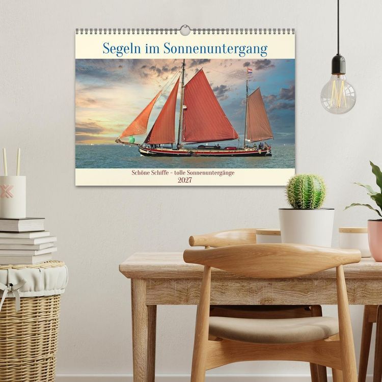 Produktbild: Segeln im Sonnenuntergang (Wandkalender 2027 DIN A3 quer), CALVENDO Monatskalender