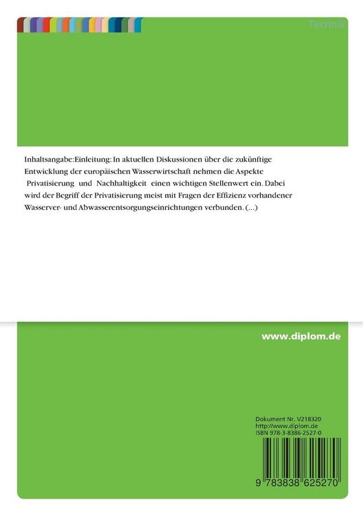 Produktbild: Potentiale f&uuml;r eine nachhaltige Wasserwirtschaft durch Privatisierungsprozesse