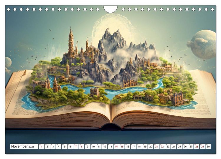 Produktbild: Mystische Welten - Mit B&uuml;chern die Grenzen der Phantasie erweitern (Wandkalender 2026 DIN A4 quer), CALVENDO Monatskalender
