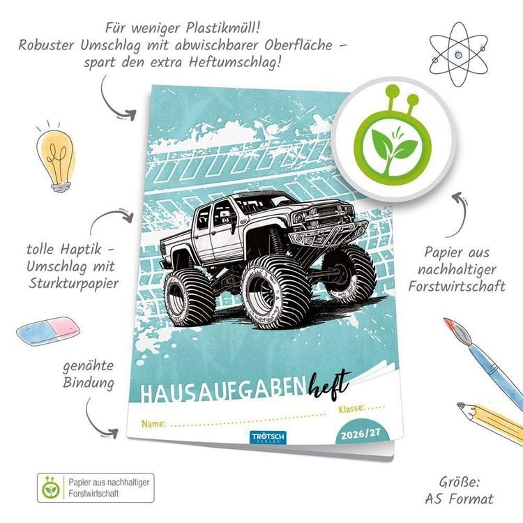 Produktbild: TR&Ouml;TSCH - Jahresbezogenes Hausaufgabenheft Grundschule Truck 26/27