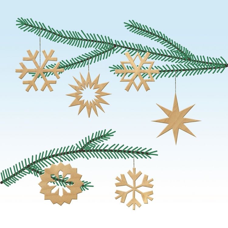 Produktbild: PEBARO 843/3 - Holzbausatz Baumschmuck 3, 6 Teile, Holzkonstruktion zum Zusammenstecken