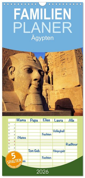 Produktbild: Familienplaner 2026 - &Auml;gypten mit 5 Spalten (Wandkalender, 21 x 45 cm) CALVENDO