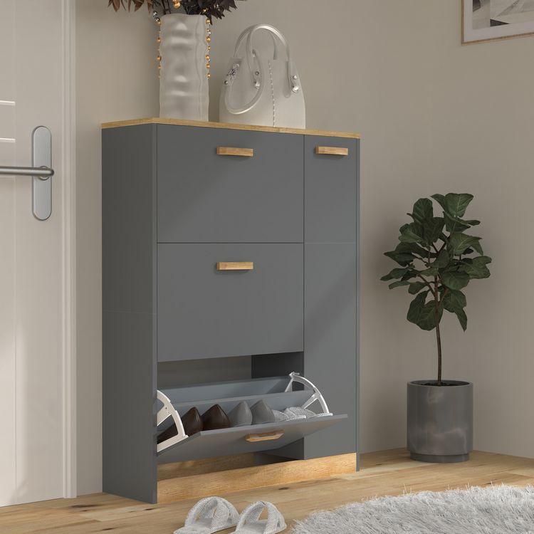 Produktbild: Holz Schuhregal Schuhschrank Schuhkipper Halom L