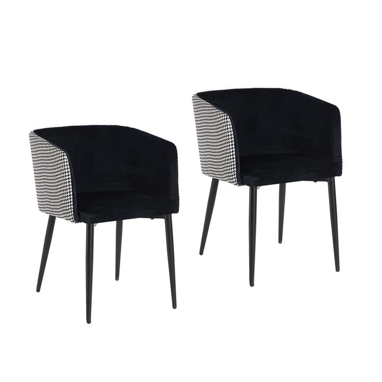 Produktbild: HTI-Living Stuhl Destin Hahnentritt Schwarz-Wei&szlig; 2er-Set