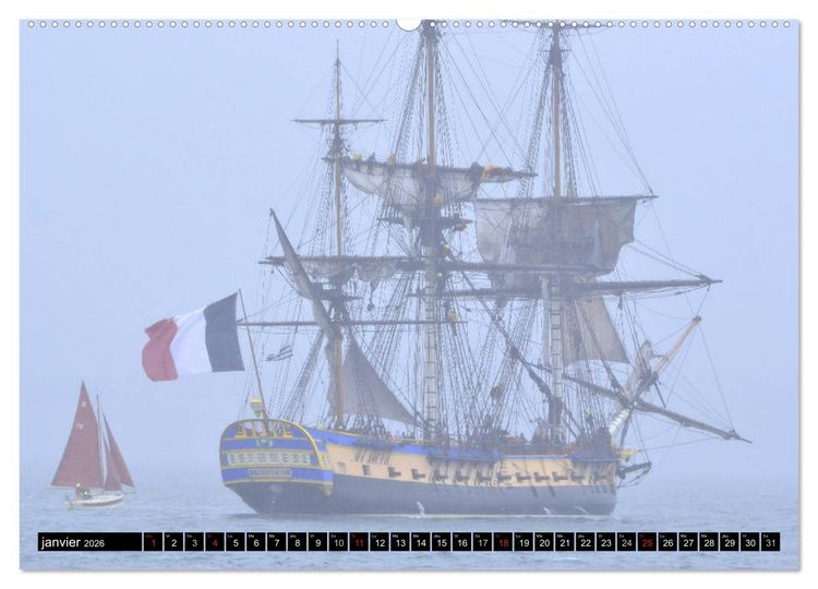 Produktbild: L'Hermione &agrave; Saint-Malo (Calendrier mural 2026 DIN A2 vertical) calendrier de bureau