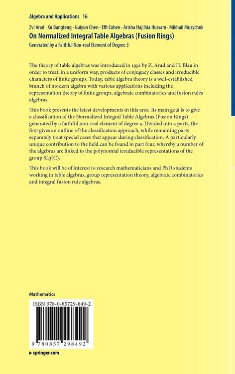 Produktbild: On Normalized Integral Table Algebras (Fusion Rings)
