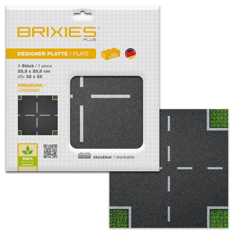 Produktbild: BRIXIES 225007 - Platte 32 x 32 Kreuzung , Fotorealistische Bauplatte, 1 St&uuml;ck