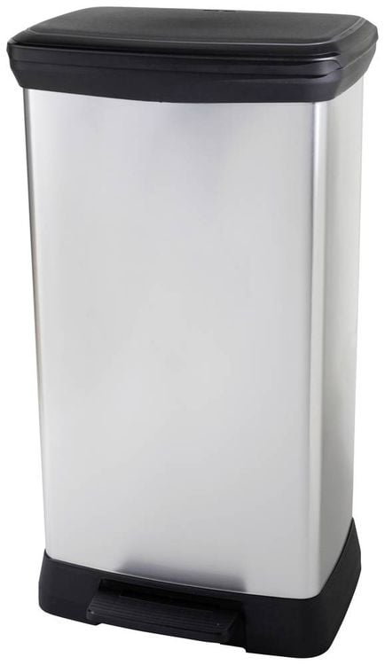 Produktbild: Curver Deco bin metalics 254620 M&uuml;lleimer 46 l (B x H x T) 407 x 749 x 307 mm Silber, Schwarz 1 St.