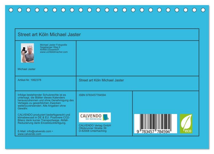 Produktbild: Street art K&ouml;ln Michael Jaster (Tischkalender 2026 DIN A5 quer), CALVENDO Monatskalender