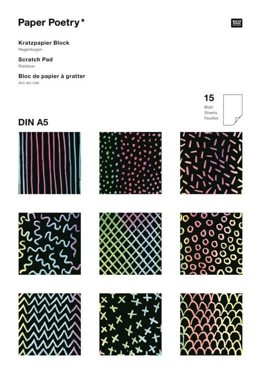 Produktbild: Kratzpapier Block Regenbogen, Din A5 MIX