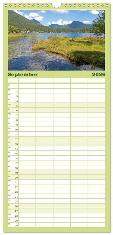 Produktbild: Familienplaner 2026 - Malerische Seen in Bayern mit 5 Spalten (Wandkalender, 21 x 45 cm) CALVENDO