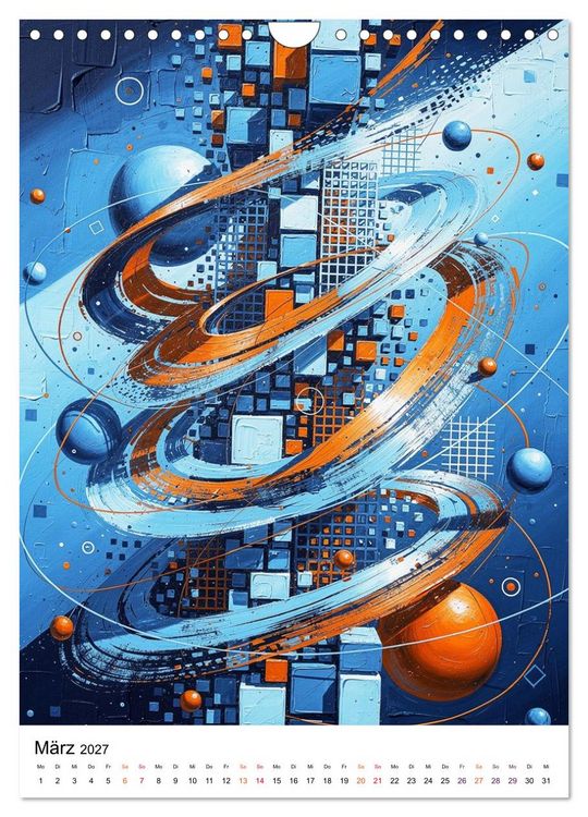 Produktbild: Abstracts - Fragmente der Zeit - Auf der Suche nach Menschlichkeit im Datenstrom (Wandkalender 2027 DIN A4 hoch), CALVENDO Monatskalender