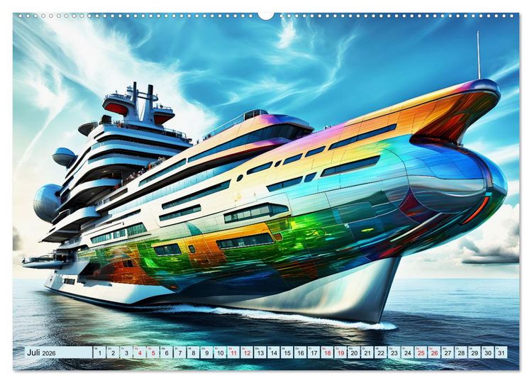 Produktbild: Wogen der Zukunft - Futuristische Jachten (Wandkalender 2026 DIN A2 quer), CALVENDO Monatskalender