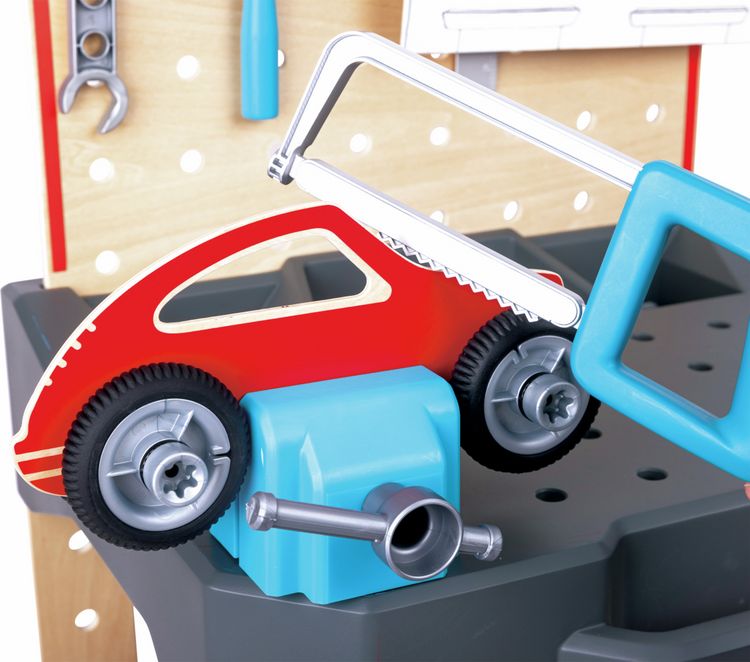 Produktbild: Hape E3036 - Kinder-Werkbank mit Werkzeug-Zubeh&ouml;r, Spielset, Spielh&ouml;he einstellbar, 40x84x45cm