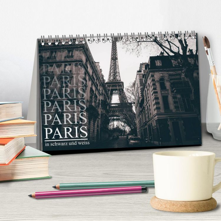 Produktbild: Paris - in schwarz und weiss (Tischkalender 2026 DIN A5 quer), CALVENDO Monatskalender