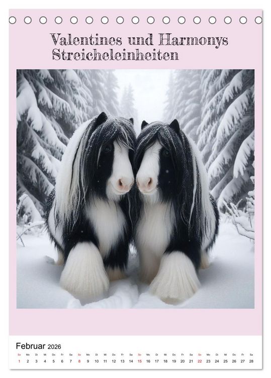 Produktbild: Tinker Ponys - Magische Momente, Gypsy Vanner f&uuml;r M&auml;dchen (Tischkalender 2026 DIN A5 hoch), CALVENDO Monatskalender