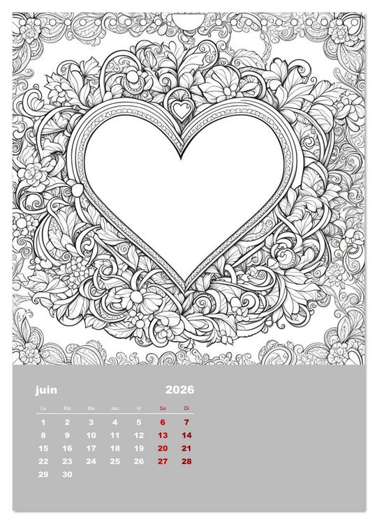 Produktbild: Coloriage (Calendrier mural 2026 DIN A4 horizontal), CALVENDO calendrier mensuel