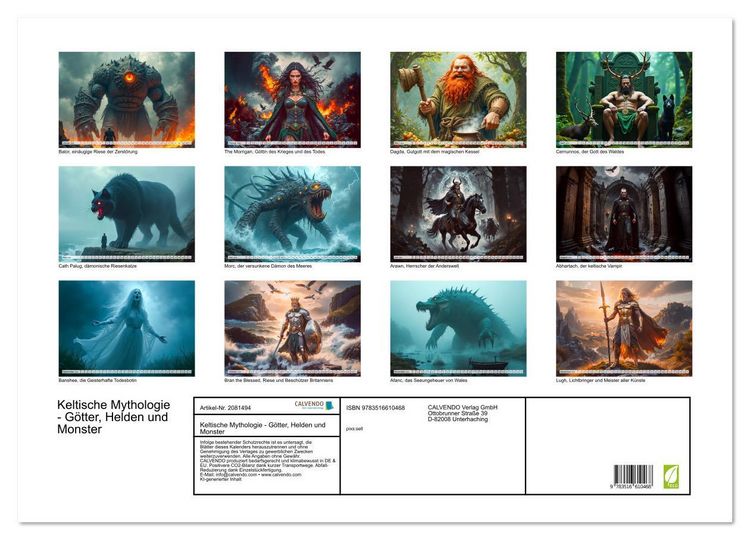 Produktbild: Keltische Mythologie - G&ouml;tter, Helden und Monster (Wandkalender 2026 DIN A2 quer), CALVENDO Monatskalender