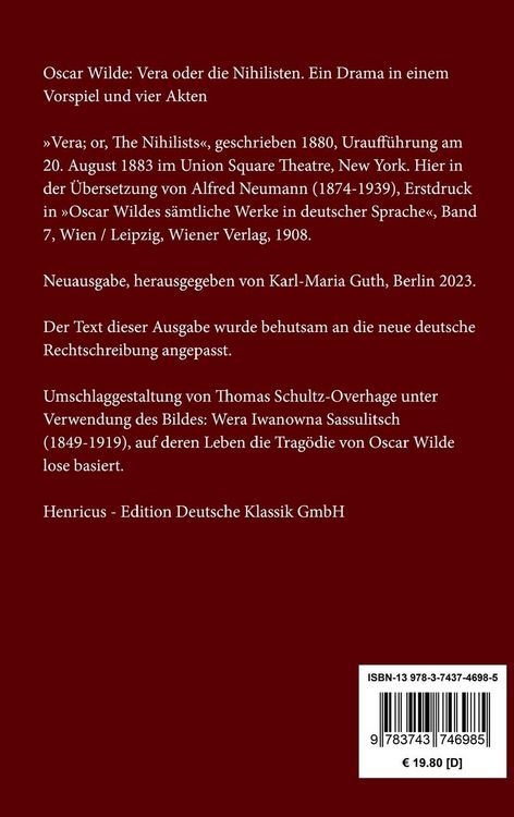 Produktbild: Vera oder die Nihilisten