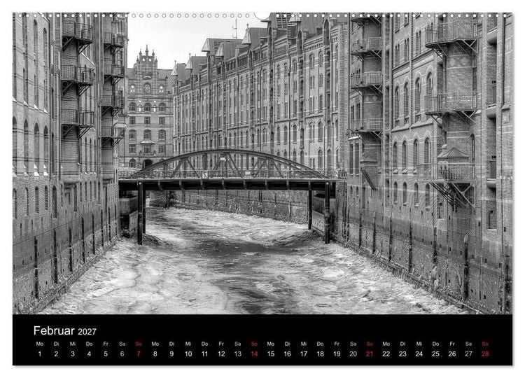 Produktbild: Hamburg monochrome Impressionen (hochwertiger Premium Wandkalender 2027 DIN A2 quer), Kunstdruck in Hochglanz