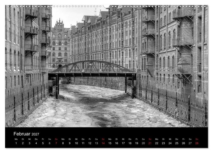 Produktbild: Hamburg monochrome Impressionen (Wandkalender 2027 DIN A2 quer), CALVENDO Monatskalender
