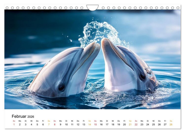 Produktbild: Delfine - Wellen K&uuml;nstler (Wandkalender 2026 DIN A4 quer), CALVENDO Monatskalender