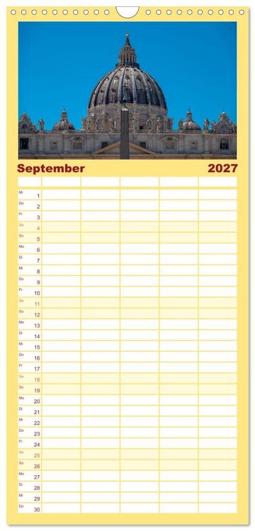 Produktbild: Familienplaner 2027 - San Pietro - Petersplatz und Petersdom mit 5 Spalten (Wandkalender, 21 x 45 cm) CALVENDO