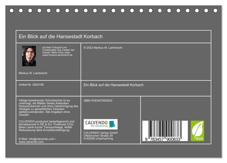 Produktbild: Ein Blick auf die Hansestadt Korbach (Tischkalender 2026 DIN A5 quer), CALVENDO Monatskalender