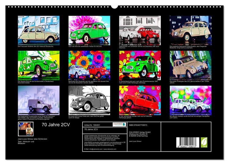 Produktbild: 70 Jahre 2CV (hochwertiger Premium Wandkalender 2026 DIN A2 quer), Kunstdruck in Hochglanz