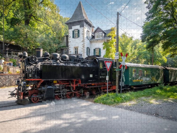 Produktbild: CALVENDO Puzzle L&ouml;ssnitzgrundbahn | 1000 Teile Lege-Gr&ouml;&szlig;e 64x48cm Foto-Puzzle f&uuml;r gl&uuml;ckliche Stunden