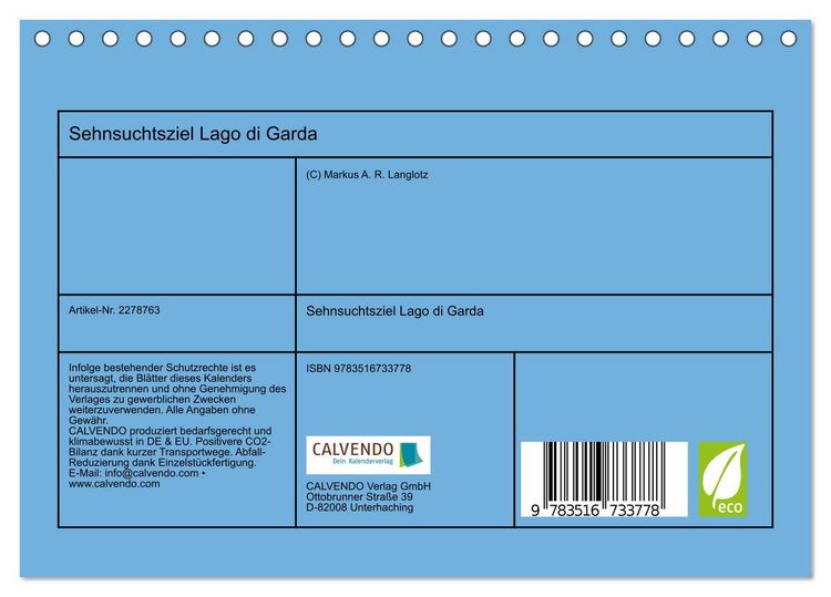 Produktbild: Sehnsuchtsziel Lago di Garda (Tischkalender 2026 DIN A5 quer), CALVENDO Monatskalender
