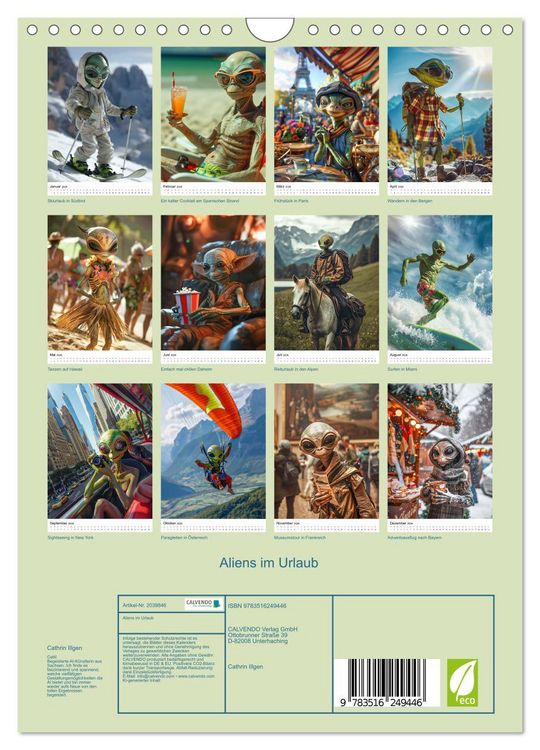 Produktbild: Aliens im Urlaub (Wandkalender 2026 DIN A4 hoch), CALVENDO Monatskalender