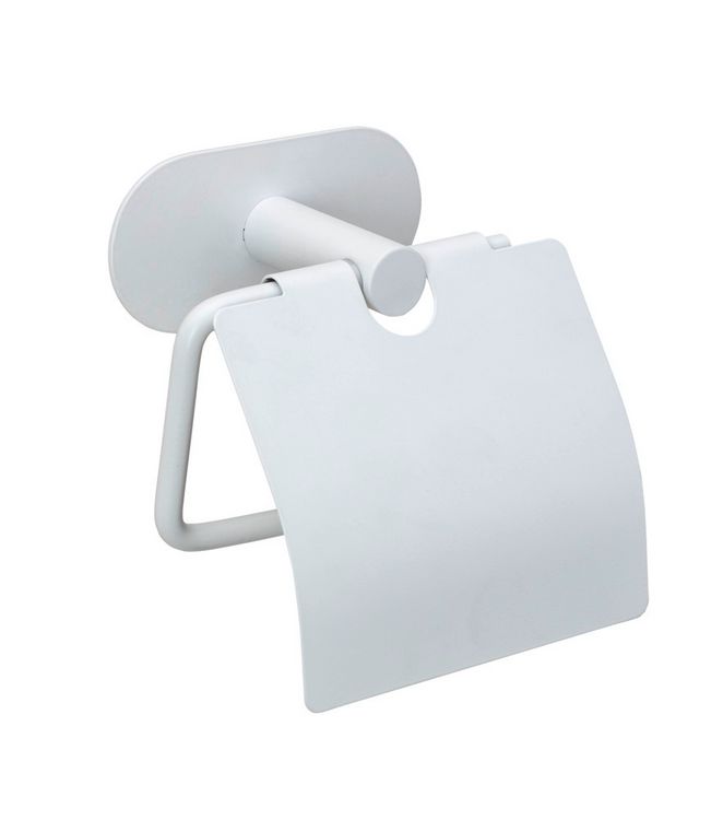 Produktbild: Turbo-Loc&reg; Toilettenpapierhalter mit Deckel Mod. Orea White matt, aus rostfreiem Edelstahl