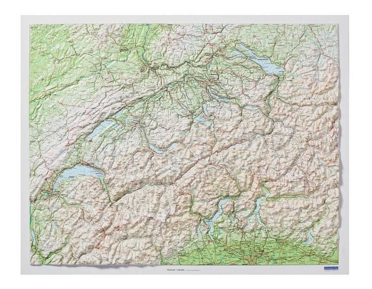 Produktbild: K&uuml;mmerly+Frey Relief Karte Schweiz ohne Rahmen 1:500.000