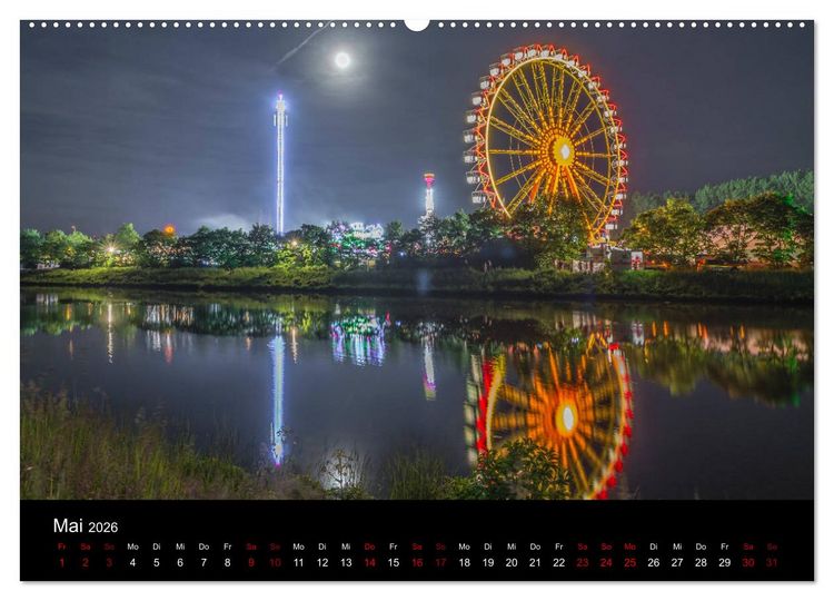 Produktbild: Regensburg bei Nacht (hochwertiger Premium Wandkalender 2026 DIN A2 quer), Kunstdruck in Hochglanz
