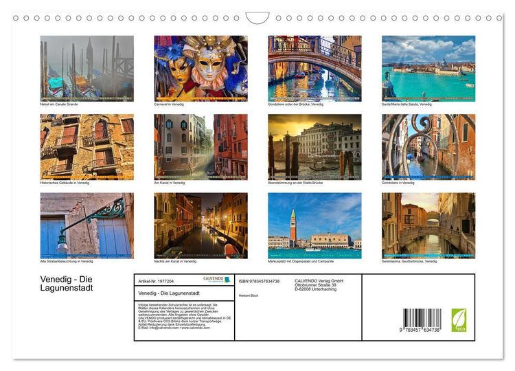 Produktbild: Venedig - Die Lagunenstadt (Wandkalender 2026 DIN A3 quer), CALVENDO Monatskalender