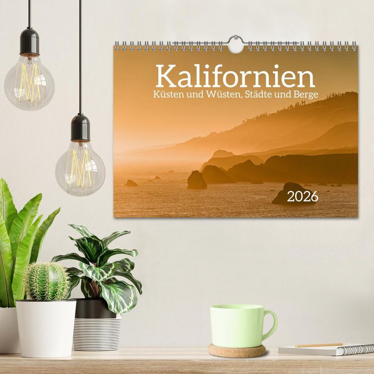 Produktbild: Kalifornien - K&uuml;sten und W&uuml;sten, St&auml;dte und Berge (Wandkalender 2026 DIN A4 quer), CALVENDO Monatskalender