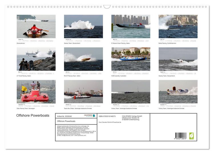 Produktbild: Offshore Powerboats (Wandkalender 2026 DIN A2 quer), CALVENDO Monatskalender