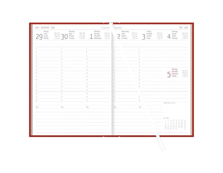Produktbild: Buchkalender 1T/1S 336S rot 2027