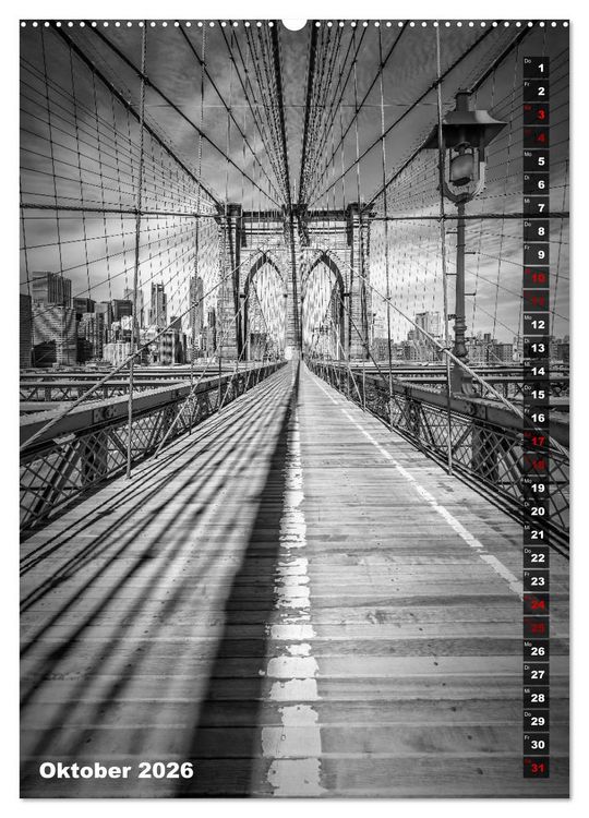 Produktbild: NEW YORK CITY Monochrome Stadtansichten (Wandkalender 2026 DIN A2 hoch), CALVENDO Monatskalender