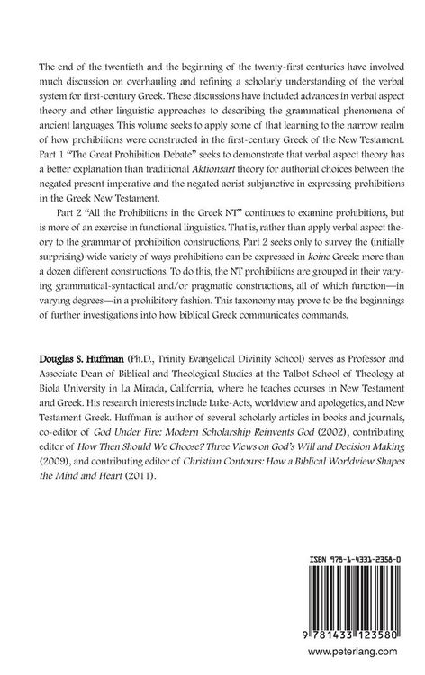 Produktbild: Verbal Aspect Theory and the Prohibitions in the Greek New Testament