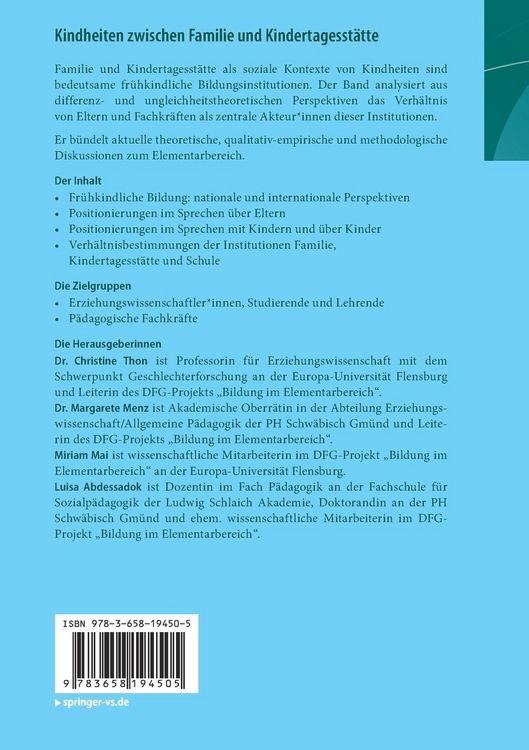 Produktbild: Kindheiten zwischen Familie und Kindertagesst&auml;tte